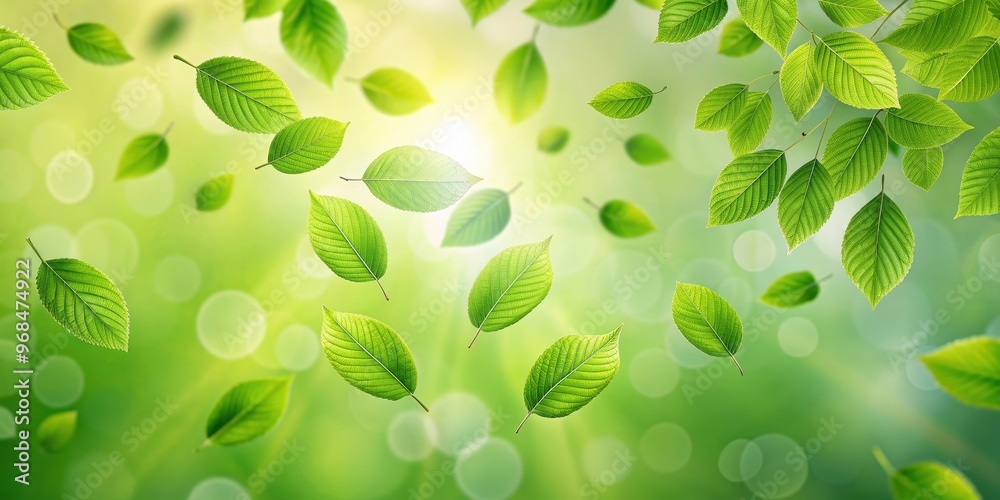 Green leaves floating in the air on background, green, leaves, foliage, nature, fly, flying, air,background, organic Green leaves floating in the air on background, green, leaves, foliage, nature, fly, flying, air,background, organic
