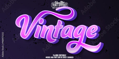 Vintage editable text effect, customizable retro and classic 3d font style