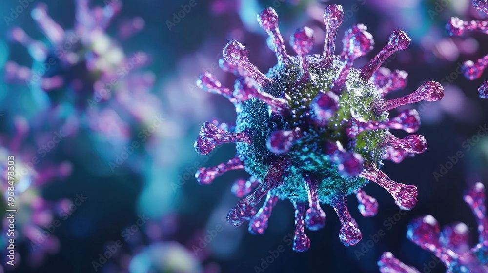 Electron microscope view of virus particles Electron microscope view of virus particles