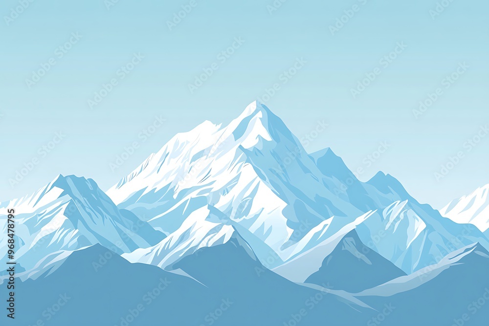 Fototapeta premium Beautiful mountain landscape, panorama of snow-covered mountains on the background of clear sky.