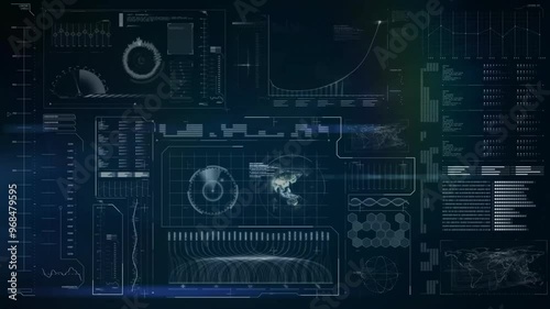 Animation of digital data processing over screens photo