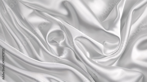 White-gray satin texture that is white silver fabric silk panorama background with a beautiful soft blur pattern. photo