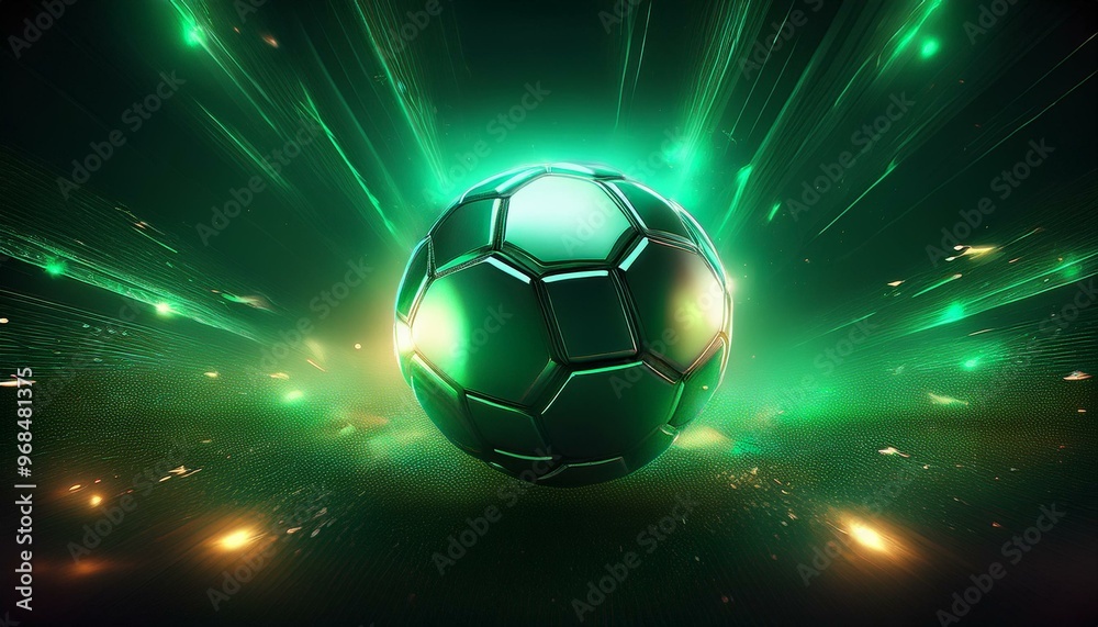 Obraz premium soccer ball, Football abstract background with lights,Emerald Glimmers , football on the background