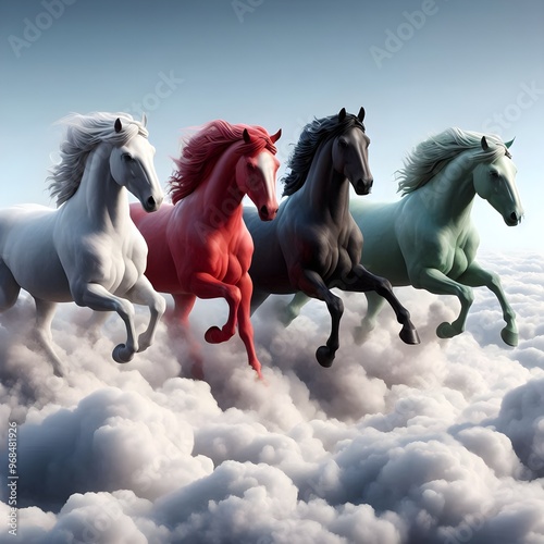 Horses Running on The Clouds