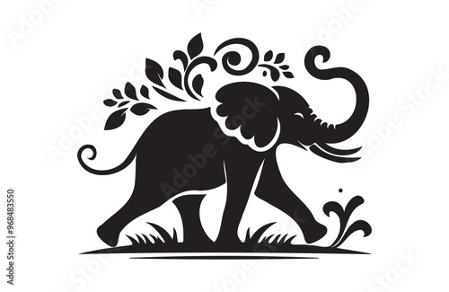 Elephant vector illustration of silhouettes
