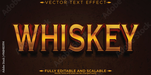 Whiskey editable text effect, editable drink and alcohol text style