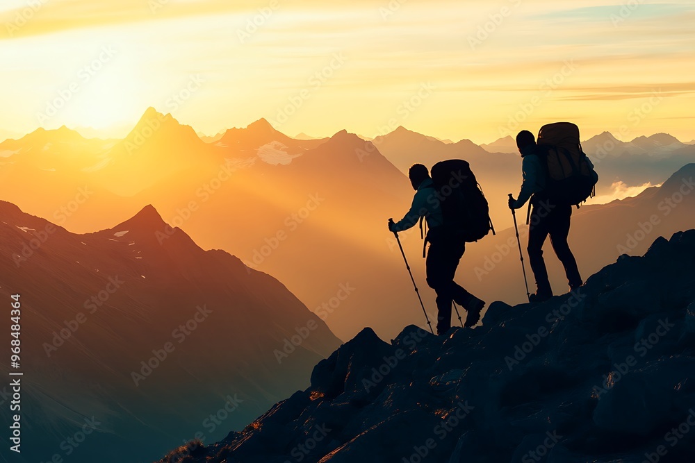 Fototapeta premium hikers in a mountains