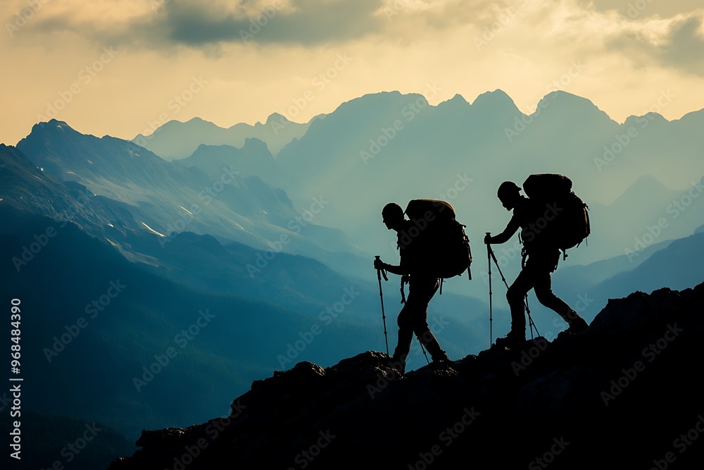 Fototapeta premium hikers in a mountains
