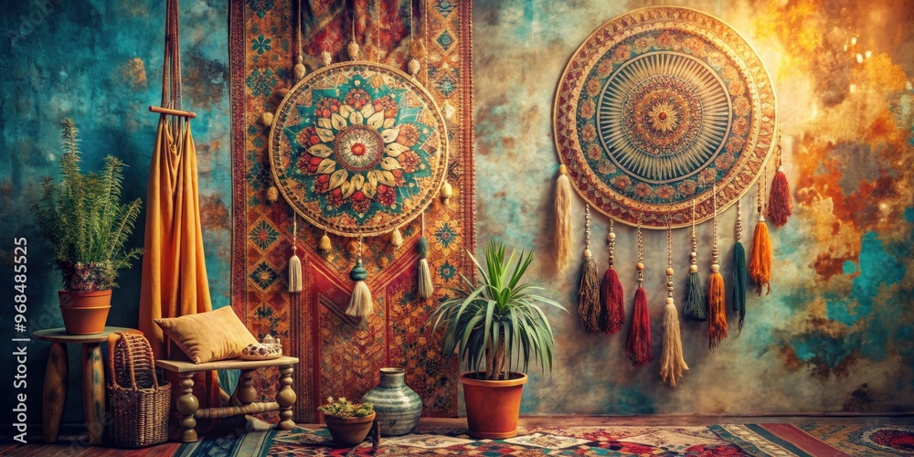 Fototapeta premium Abstract bohemian style featuring minimalist design elements, bohemian, abstract, minimalist,design, artistic, creative