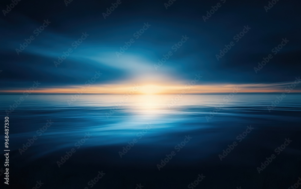 A serene ocean view at dusk, showcasing a smooth horizon where water meets the soft glow of the setting sun. A serene ocean view at dusk, showcasing a smooth horizon where water meets the soft glow of the setting sun.