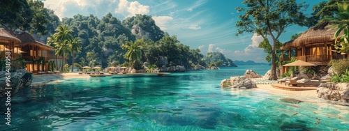 Mandala Bay Resort Modernity: A luxurious resort contrasting with the natural surroundings.