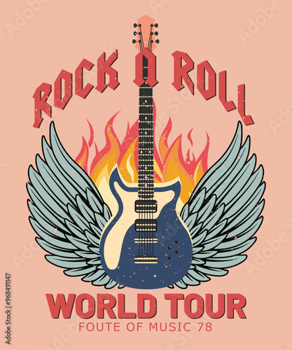 rock star. Typography graphic print, Abstract fashion drawing for t-shirts. creative design for boysand girls . Illustration in modern style for clothes. boys print