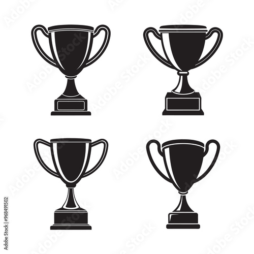 Gold trophy icon silhouette vector art illustration