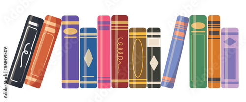 Set of books, Stack of books, Book school library, books standing vector. Pile of books vector illustration.