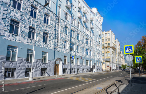  The apartment building of the Trinity Church on Gryazekh is a historic building in Moscow on Chistoprudny Boulevard. It was built in 1908 photo