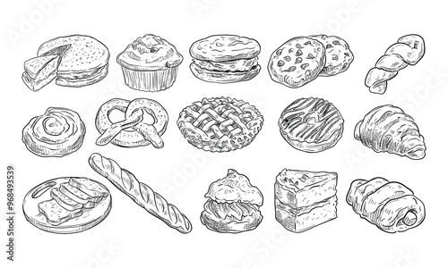 bakery handdrawn collection