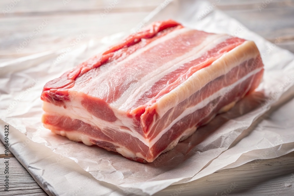 close up, succulent, uncooked, meat, closeup, delicious, close-up, appetizing, close-up shot, white wrapping paper, ingredient, Closeup shot of fresh pork belly on white wrapping paper close up, succulent, uncooked, meat, closeup, delicious, close-up, appetizing, close-up shot, white wrapping paper, ingredient, Closeup shot of fresh pork belly on white wrapping paper