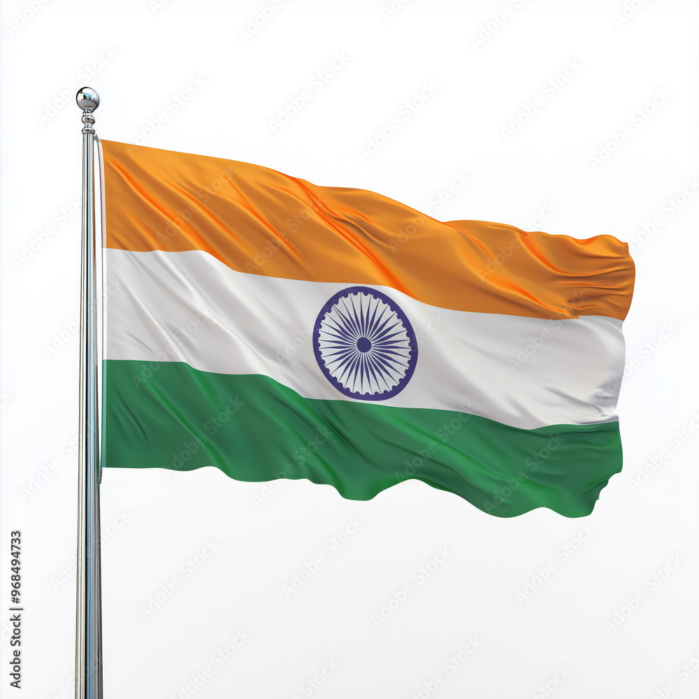 High-resolution image of the Indian national flag waving, displaying ...