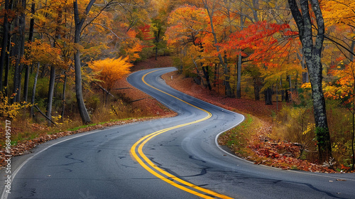 road way in pine forest background