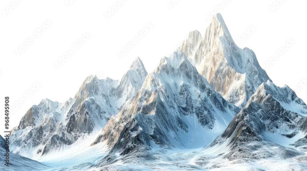 Obraz premium Snow-capped rugged mountains on transparent background