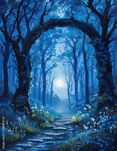 Enchanted Forest Path at Dusk