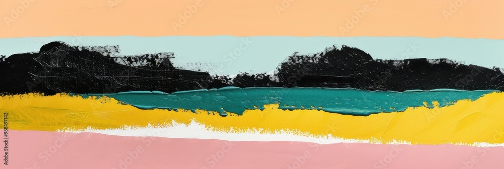 Obraz premium Vibrant Abstract Horizontal Stripes Painting