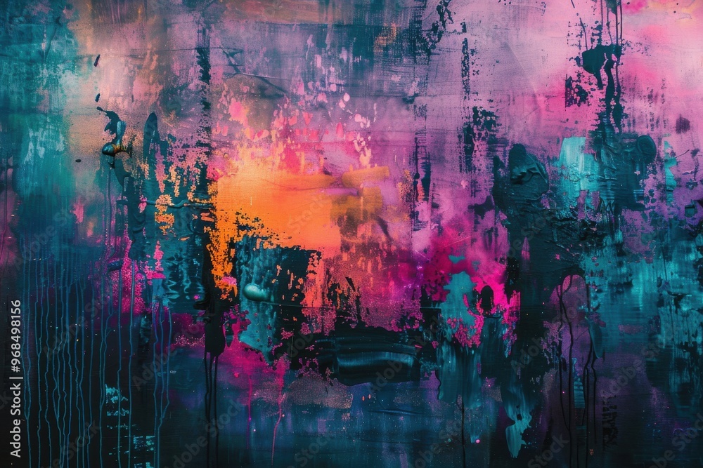 Obraz premium Vibrant Abstract Painting with Dynamic Colors