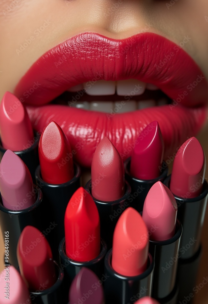 Obraz premium Women's Mouths: A Study in Color and Form