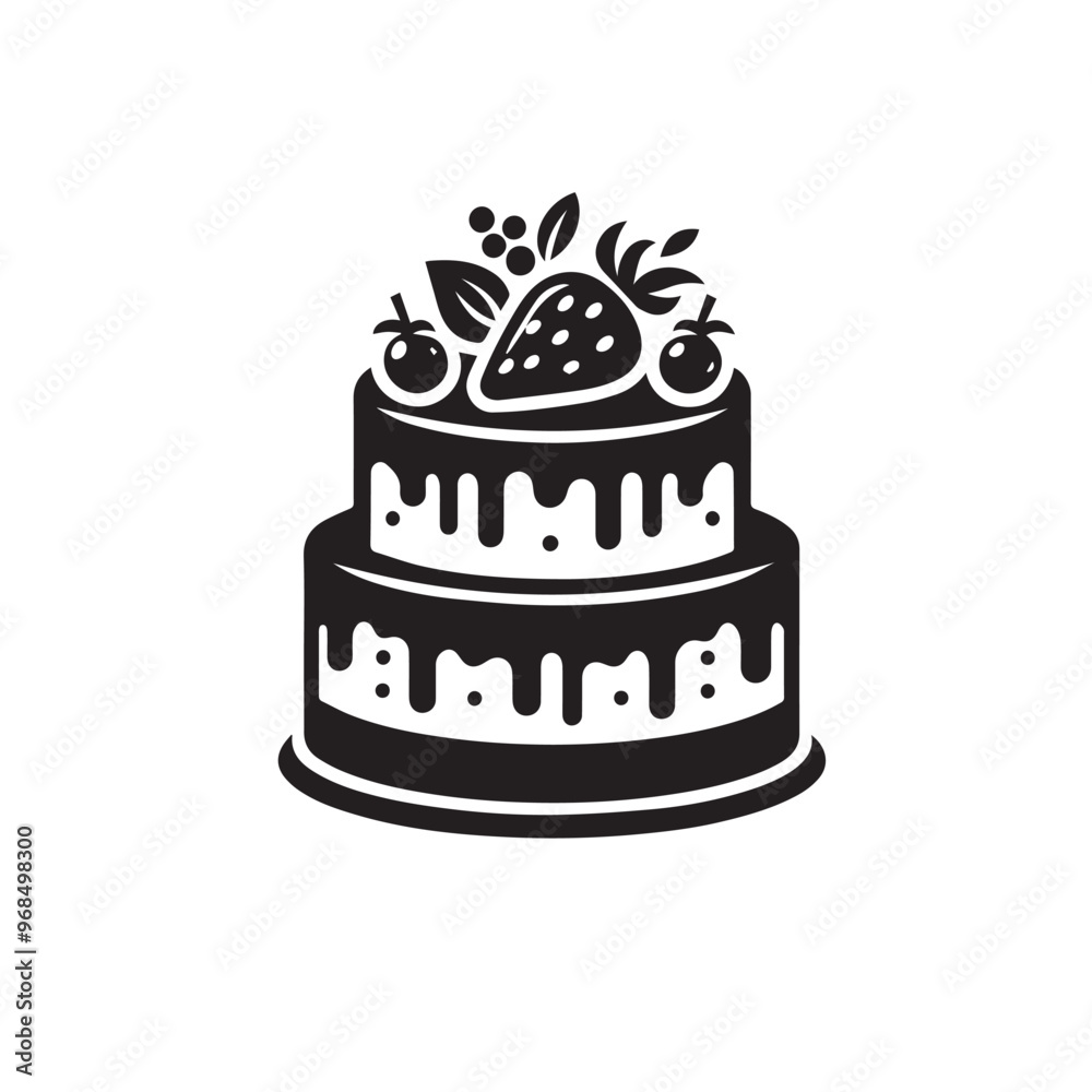 Cake silhouette. Cake vector illustration isolated on white background. Cake silhouette. Cake vector illustration isolated on white background.