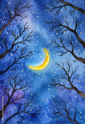 Moonlit Night in a Forest