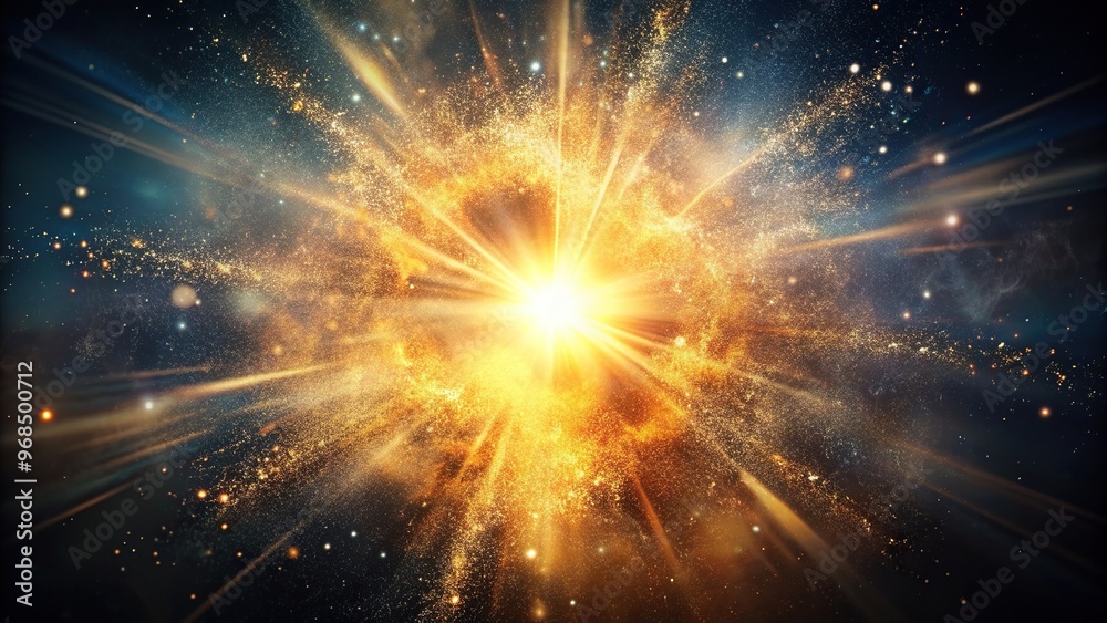 A close up photo of a dust particle explosion with rays of light emanating from the center viewed from a top down perspective, effect, photo, motion, energy, illuminated, illuminated A close up photo of a dust particle explosion with rays of light emanating from the center viewed from a top down perspective, effect, photo, motion, energy, illuminated, illuminated