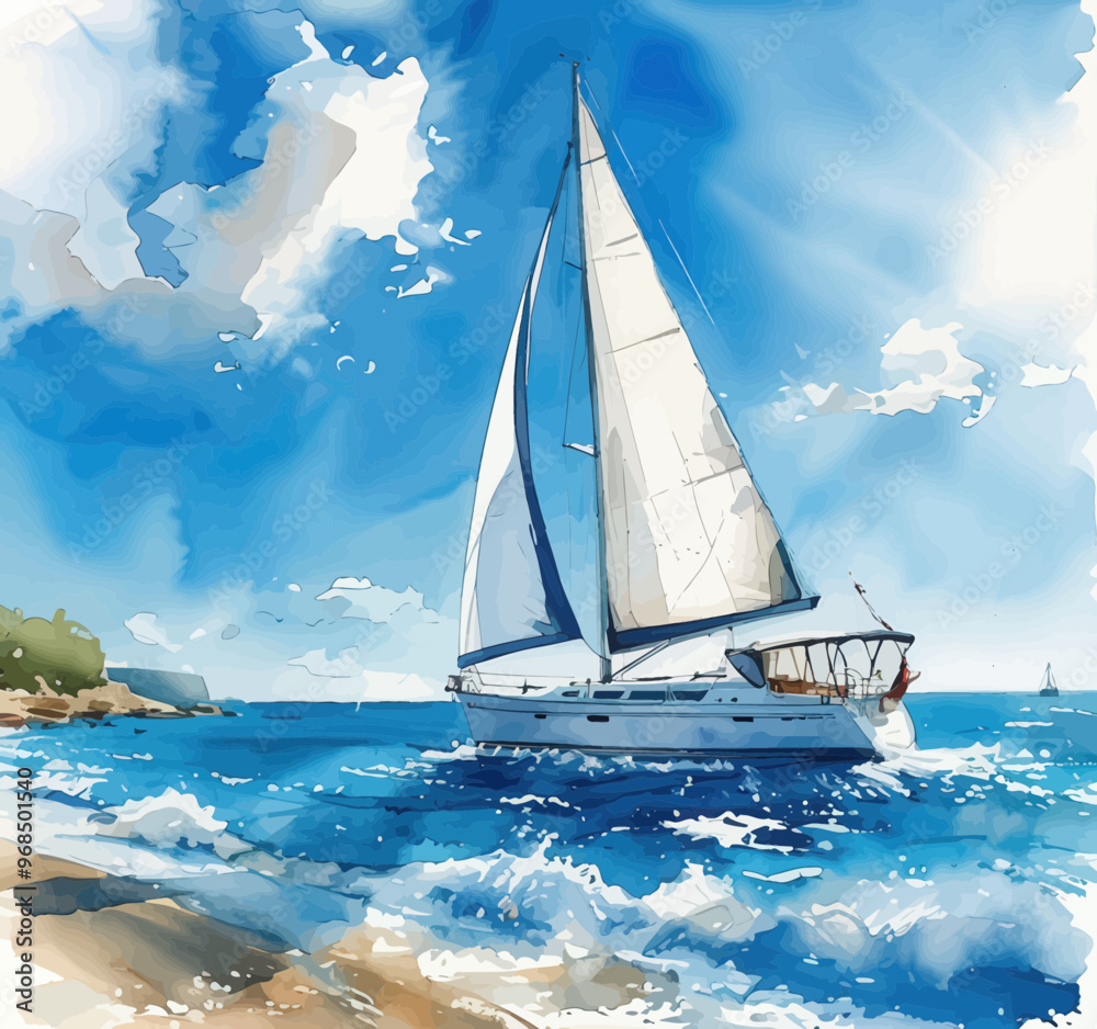 Fototapeta premium Sailing on a clear day with a blue sky backdrop