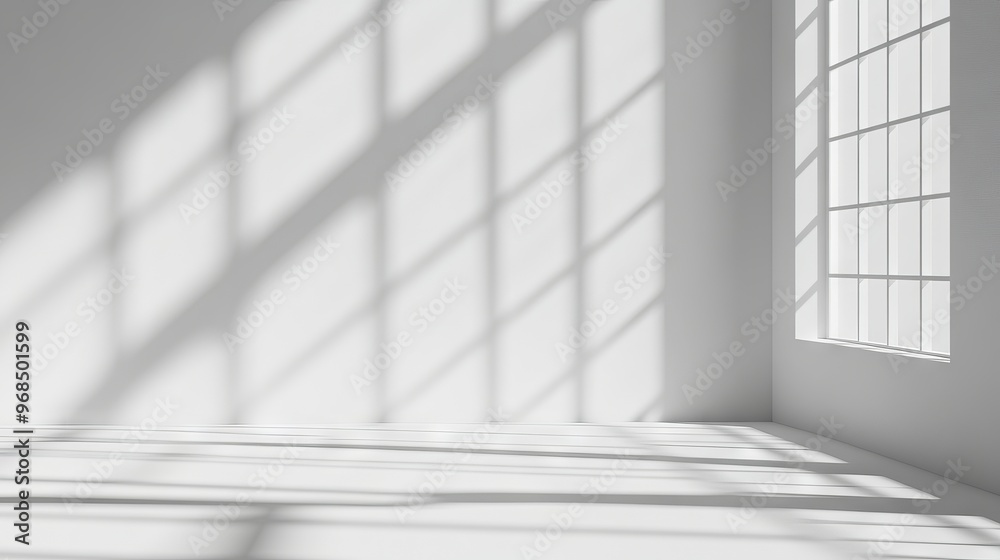 Abstract white studio background with blurred window shadows, ideal for product presentation and display in clean, minimalist settings. Empty room for showcasing items with a soft, neutral backdrop. Abstract white studio background with blurred window shadows, ideal for product presentation and display in clean, minimalist settings. Empty room for showcasing items with a soft, neutral backdrop.