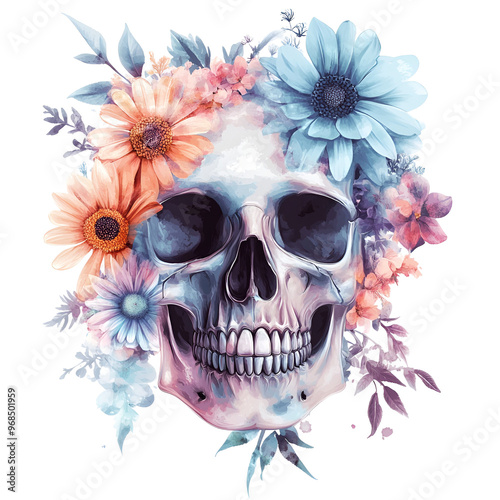 Skull with Flowers  photo