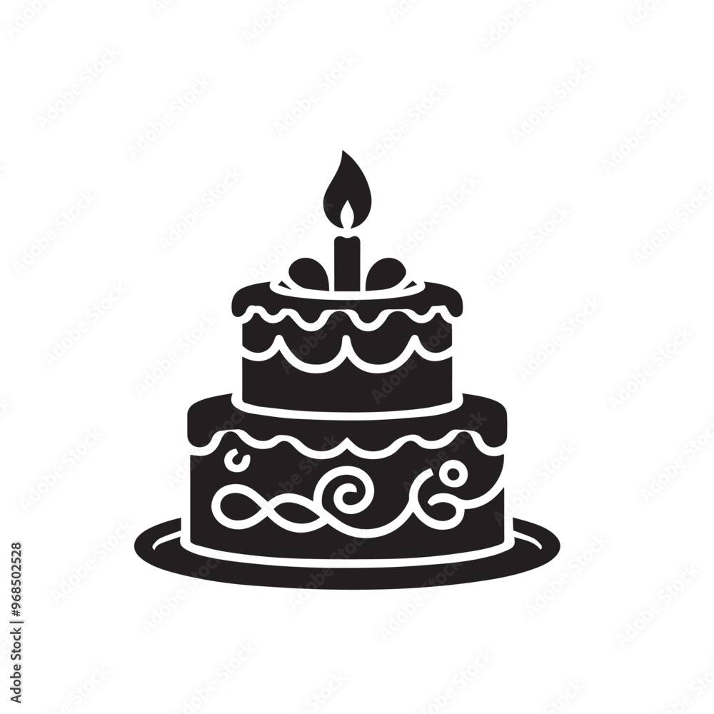 Cake silhouette. Cake vector illustration isolated on white background. Cake silhouette. Cake vector illustration isolated on white background.