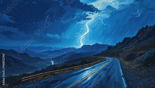 Stormy Night on a Mountain Road