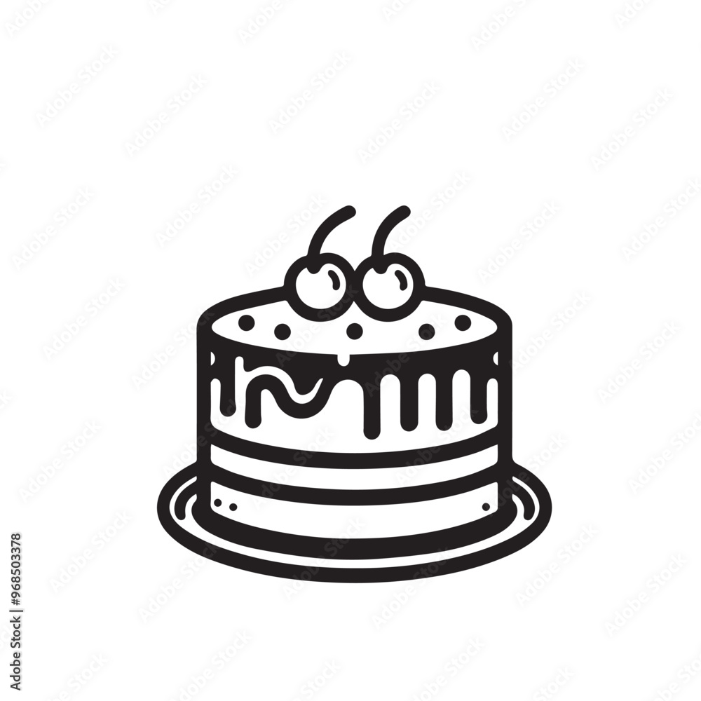 Cake silhouette. Cake vector illustration isolated on white background. Cake silhouette. Cake vector illustration isolated on white background.
