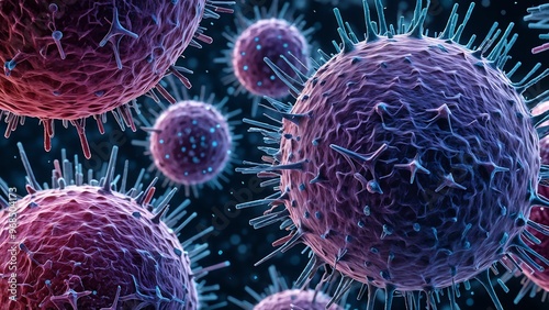 Illustration of virus from a microscopic perspective