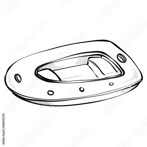 rubber boat handdrawn illustration