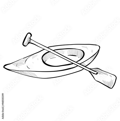 kayak paddle handdrawn illustration