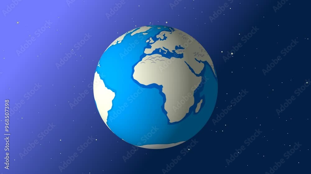 2d animated cartoon rotation of the earth or the planet earth in space around itself. 4K resolution. 2d animated cartoon rotation of the earth or the planet earth in space around itself. 4K resolution.
