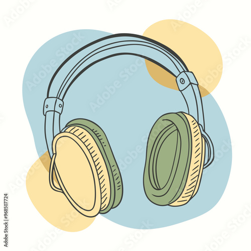 Headphone symbol line art type  vector illustration 