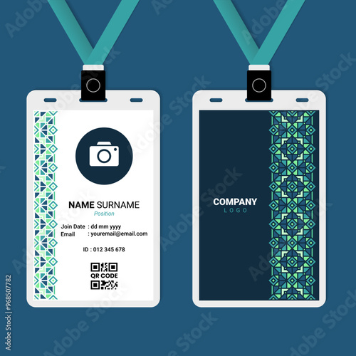 Islamic Turquoises Theme Ornament ID Card Design