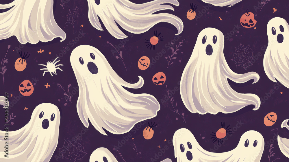 Ghostly Halloween Pattern. Ghostly Halloween Pattern.
