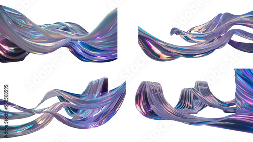 Abstract wavy flag vector design with blue-purple color lines and curves.