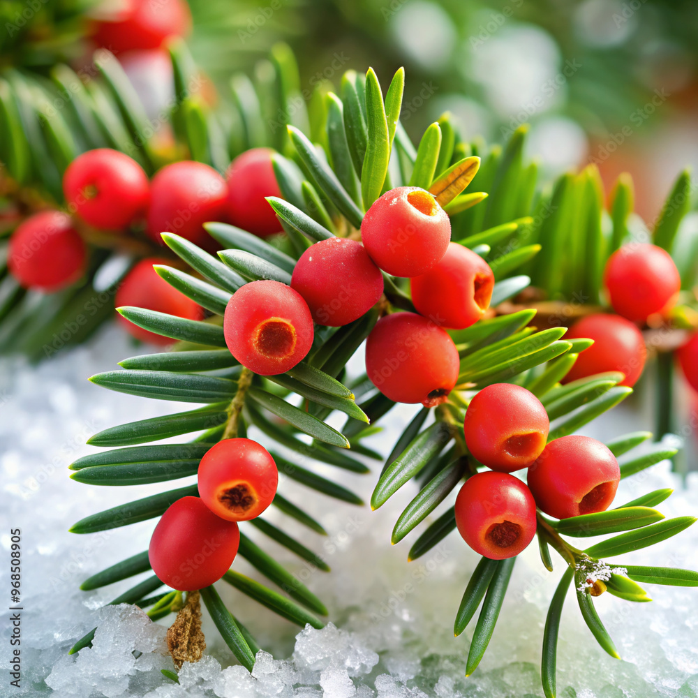 Obraz premium christmas tree with berriescherry, red, fruit, tree, berry, food, berries, branch, nature, leaf, ripe, cherries, plant, summer, garden, autumn, agriculture, sweet, bunch, leaves, cowberry, bush, sprin
