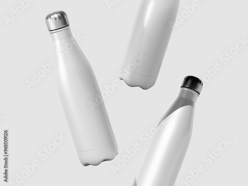 3D Render Stainless Steel Floating Tumbler Mockup