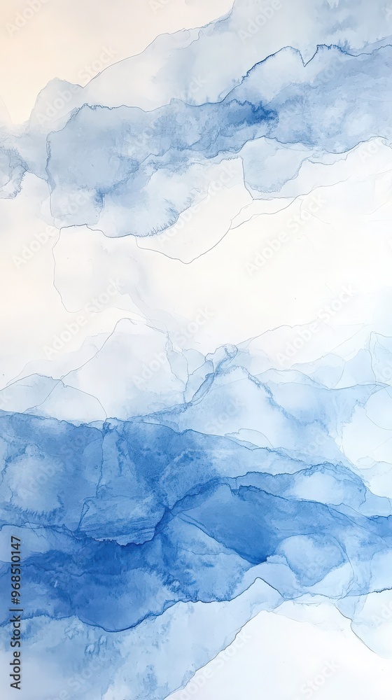 A serene blue abstract watercolor art piece, featuring soft waves and delicate transparency, perfect for calming decor. A serene blue abstract watercolor art piece, featuring soft waves and delicate transparency, perfect for calming decor.