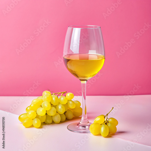 glass of wine and grapeswine, glass, grape, drink, alcohol, fruit, white, grapes, beverage, wineglass, red, isolated, food, vine, bottle, green, bunch, liquid, object, winery, celebration, bar, gourme photo