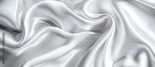 White and Gray Satin Silk Fabric Texture Background with Soft Silver Tones and Natural Blur Effect – Luxurious, Smooth Material for Elegant Design, Fashion.